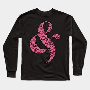 Haute Leopard Stylish Ampersand with Hot Pink Leopard Print Long Sleeve T-Shirt